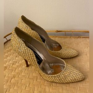 Vintage Stuart Weitzman Gold Evening Heels | Made in Spain - 6.5-7